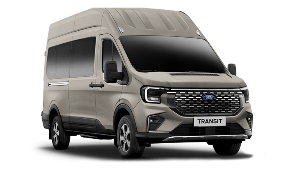 xe ford transit màu vàng cát