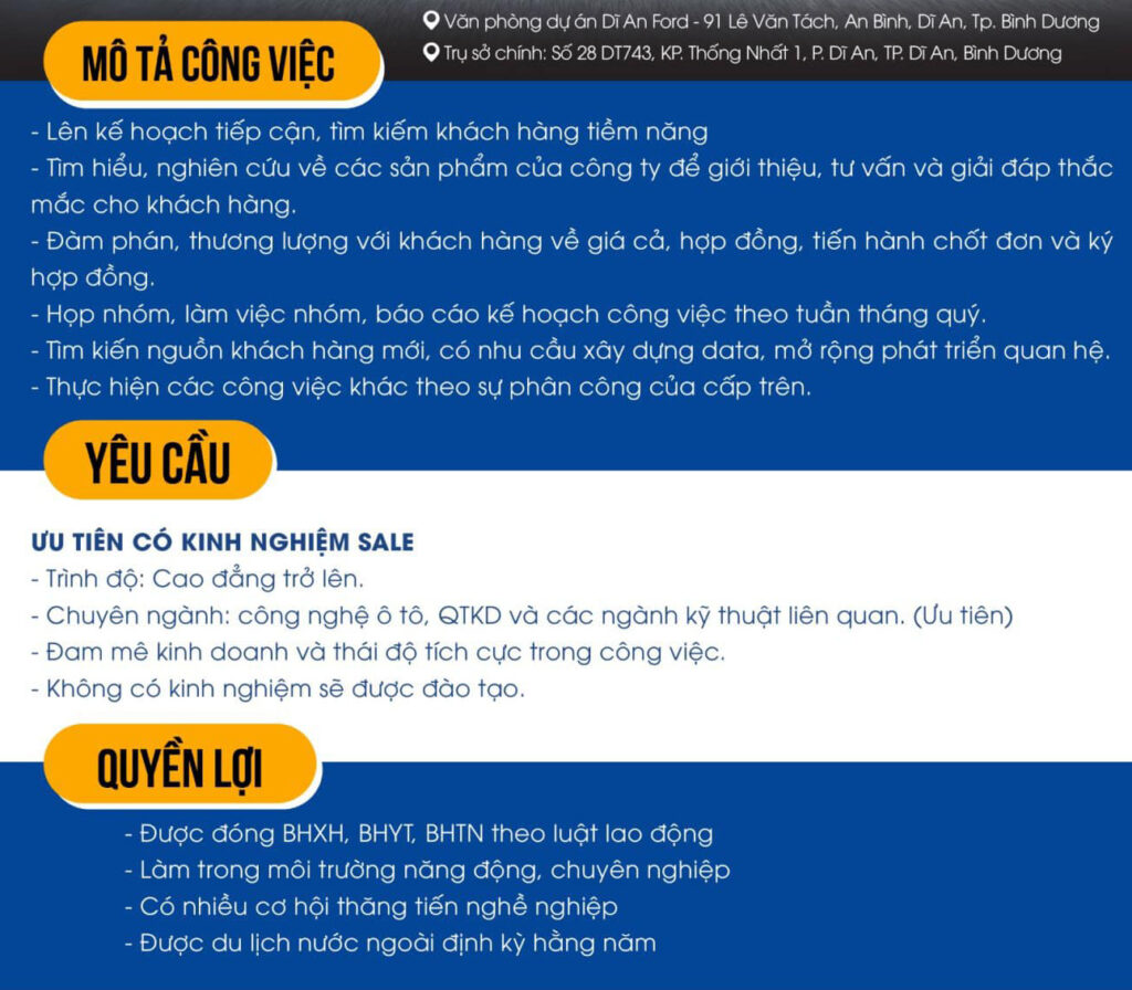 ford dĩ an tuyển nhân viên sale